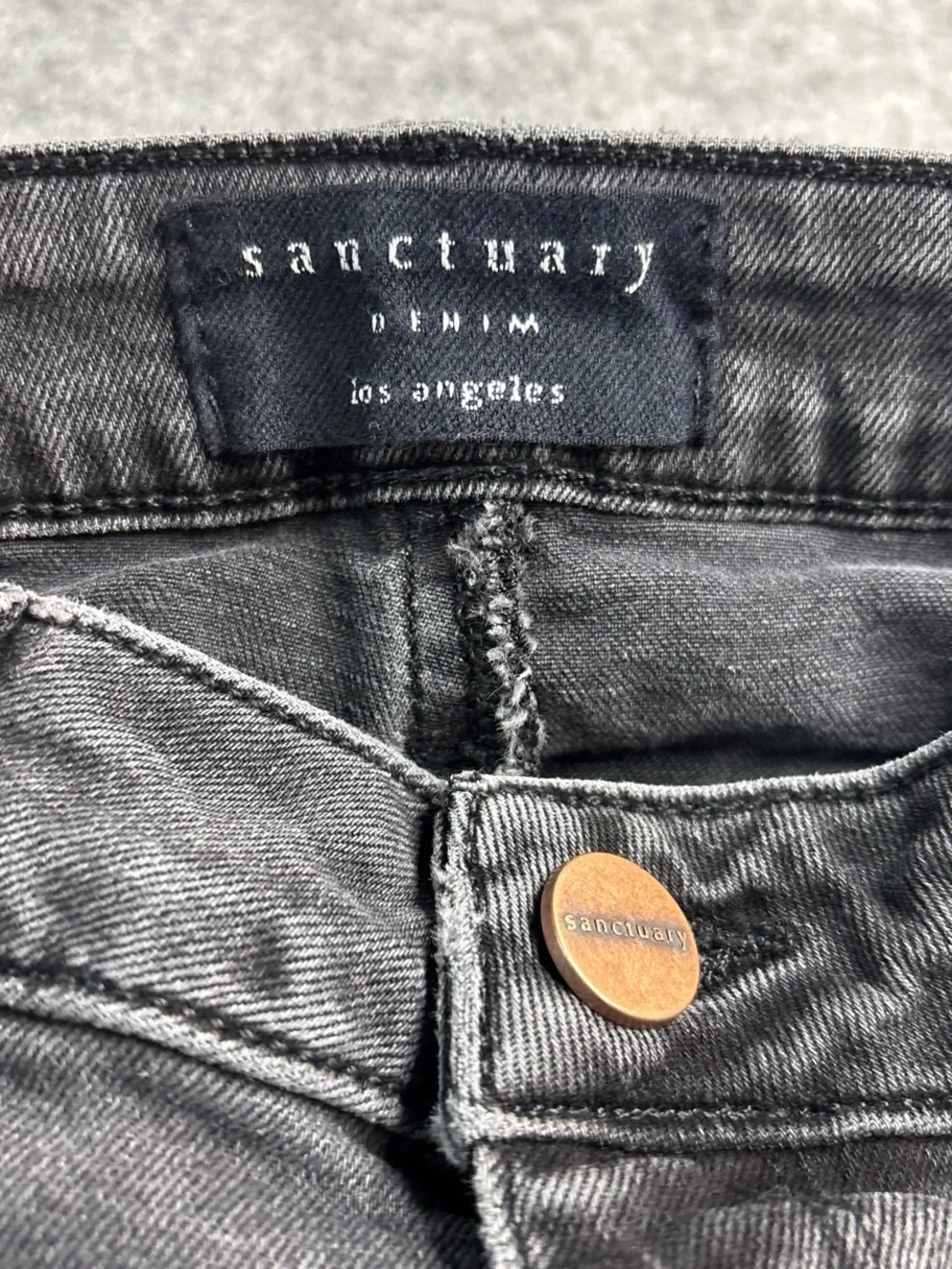 Sanctuary Black Denim Jeans with Copper Button